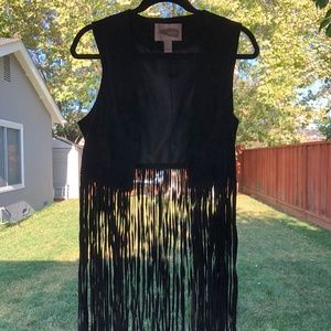 Black Suede Fringe Vest